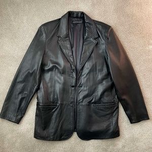 Jhane Barnes - New Zealand Lambskin Leather Blazer Jacket 42R